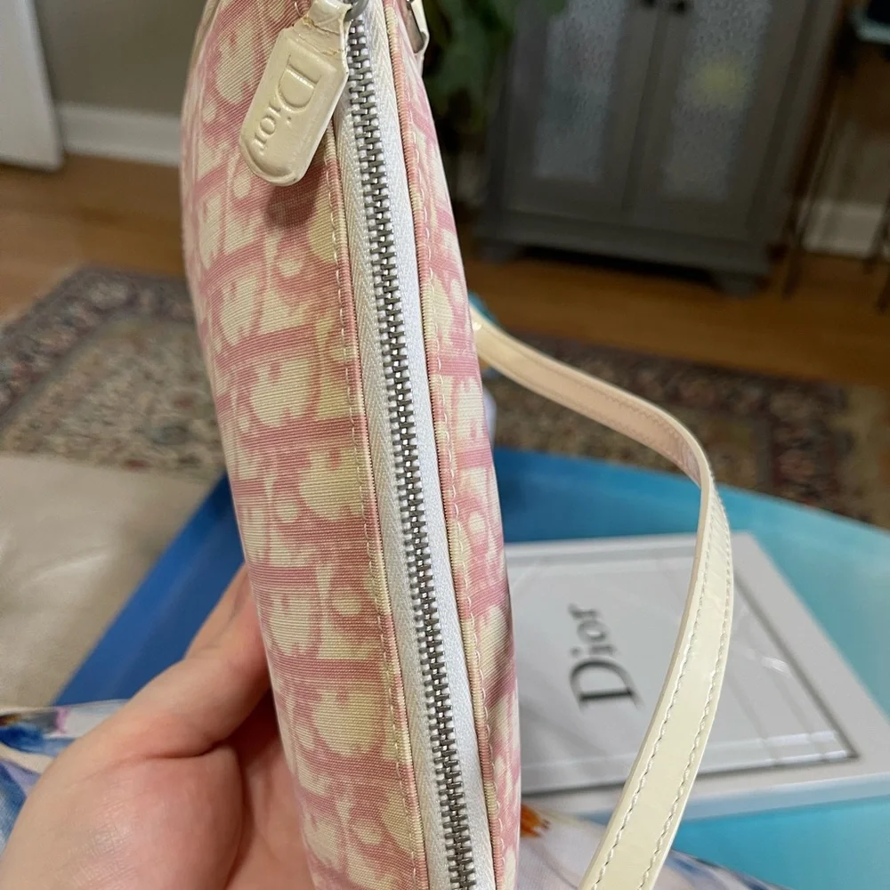 Dior Pink Oblique Logo Mini Canvas Saddle Bag - Picture 13 of 17